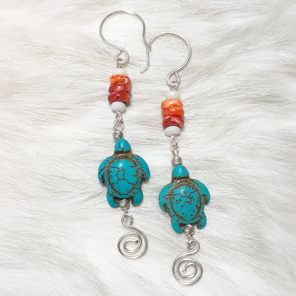 Sterling silver earrings with turtles